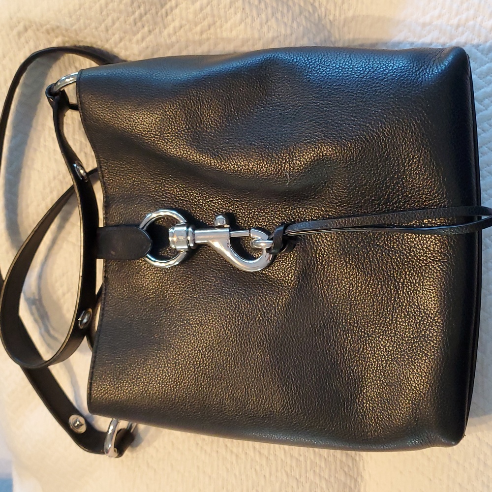 Rebecca Minkoff Black Leather Shoulder Bag with Silver Hardware